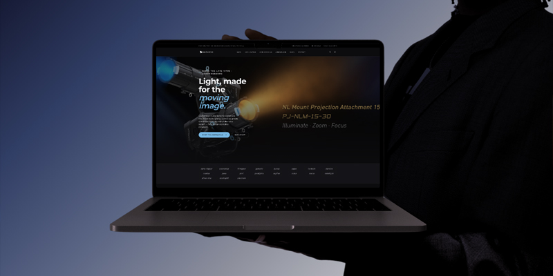 Redesigned Movievision website featuring professional film, photography and lighting equipment.