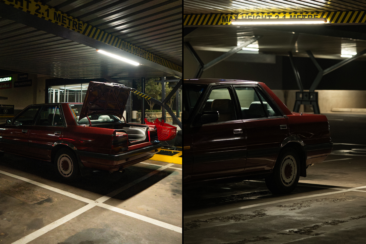Nanlite PavoTube II 15X lights illuminating a car in a mall parking lot
