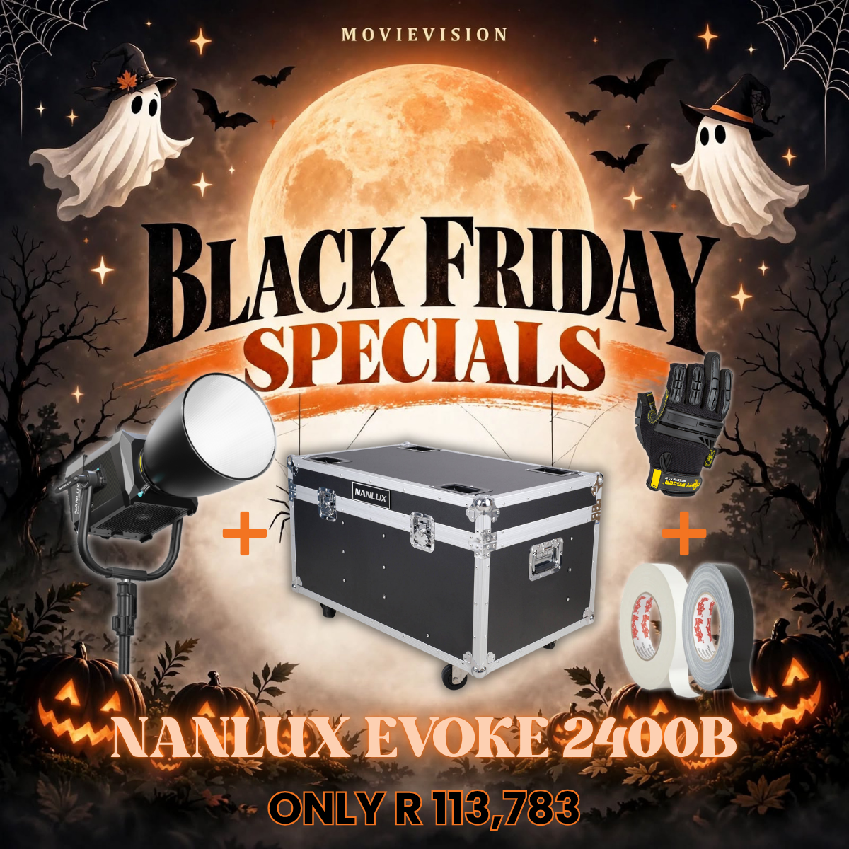 Nanlux Evoke 2400B with 45° Reflector & Flight Case + FREE Gaffer Tape & Gloves
