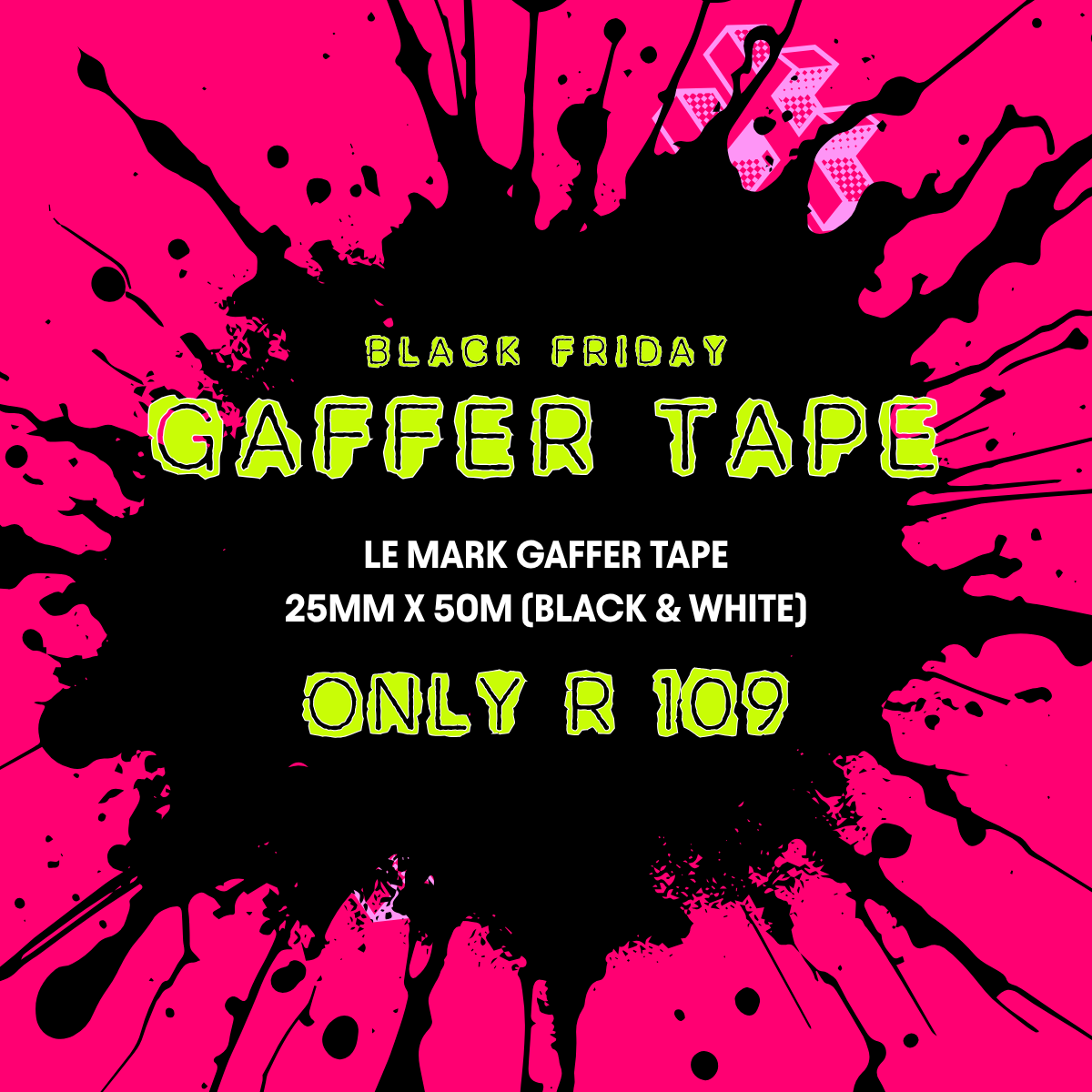 Le Mark MagTape Matt 500 Gaffer Tape 25mm x 50m (Black & White)
